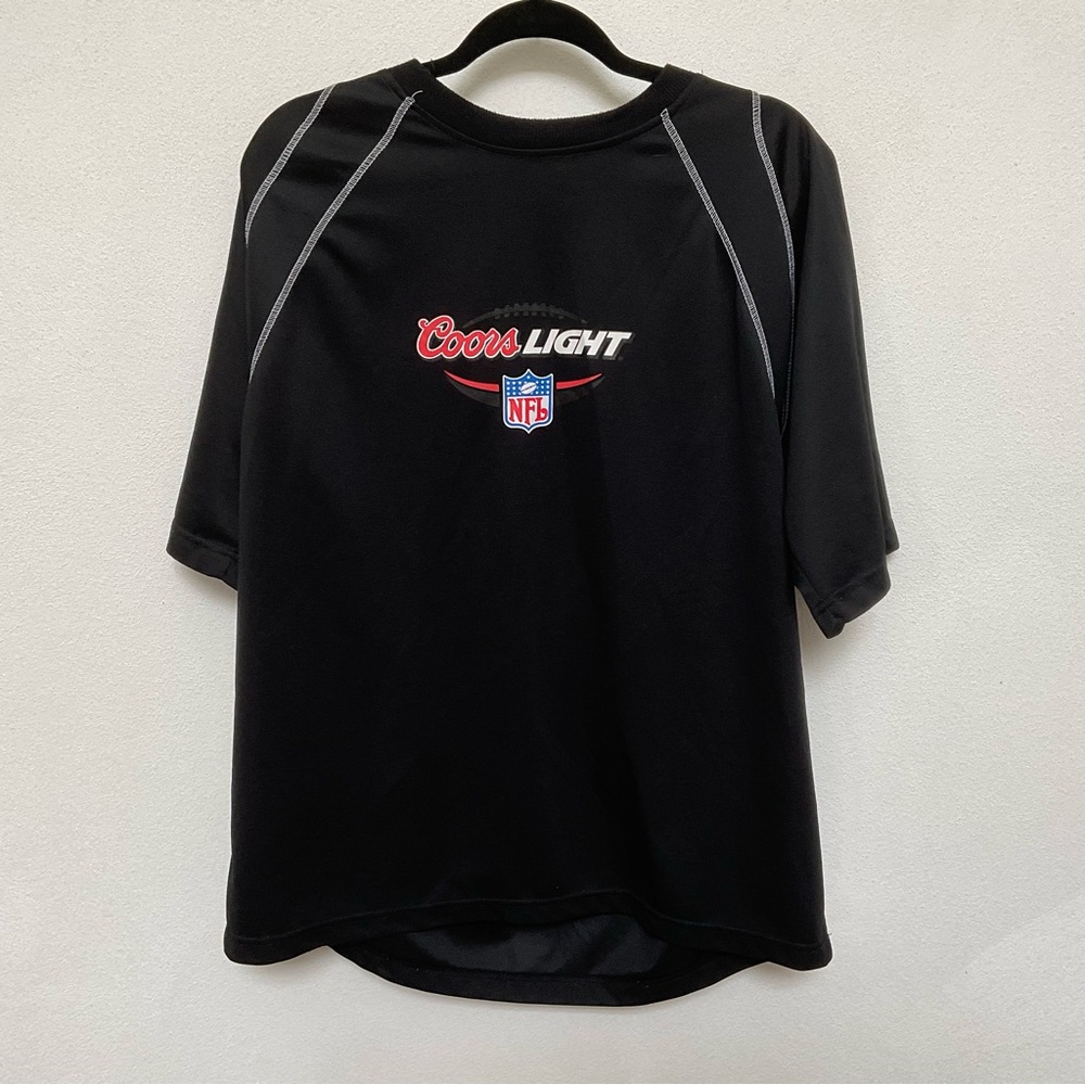 NFL Black, White Contrast Coors Light Quick Dry T-Shirt Size Large Football